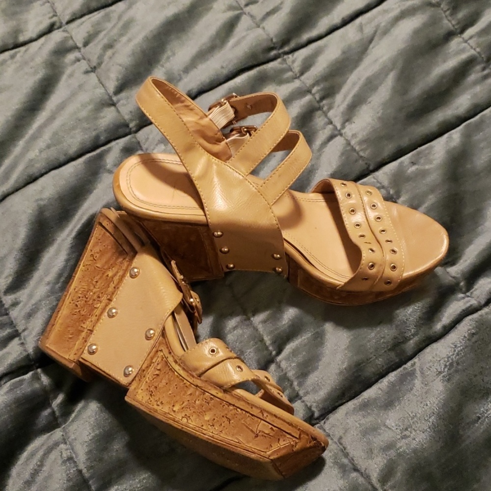 Rosette Wedge Sandals